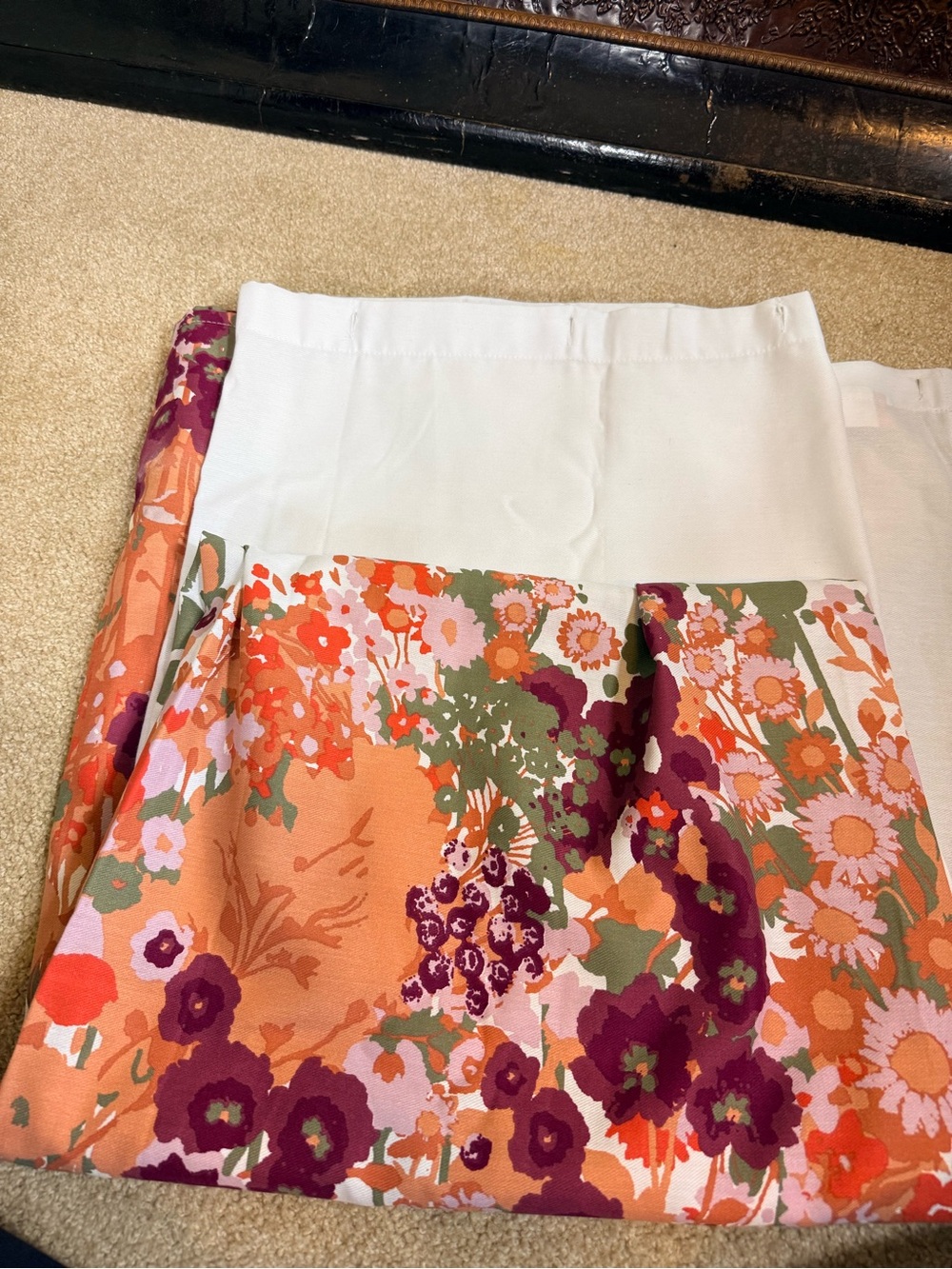 Opalhouse White and Orange Floral Shower Curtain Panel new without tags